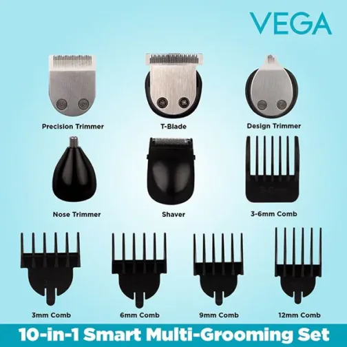 VEGA Men 10-in-1 Multi-Grooming Set with Beard/Hair Trimmer, Nose Trimmer & Body Groomer And Shaver, (VHTH-23) - Image 3