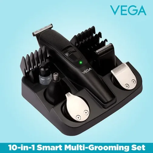 VEGA Men 10-in-1 Multi-Grooming Set with Beard/Hair Trimmer, Nose Trimmer & Body Groomer And Shaver, (VHTH-23) - Image 4