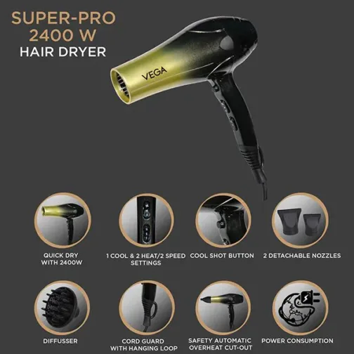 VEGA Super Pro 2400 Watts Hair Dryer - VHDP-04 - Image 2