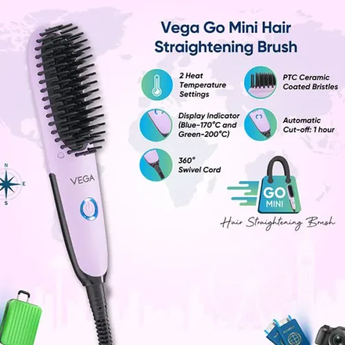 Vega Go Mini Hair Straightener Brush - VHSB-05 - Image 2