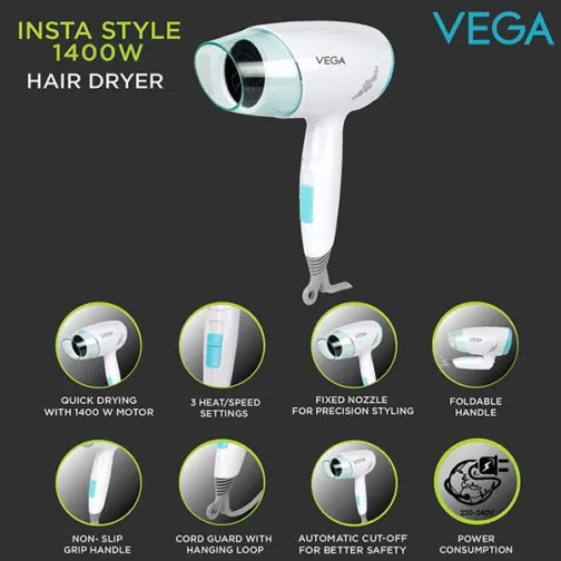 Vega Insta Look 1400 Watts Hair Dryer - VHDH-23 - Image 2