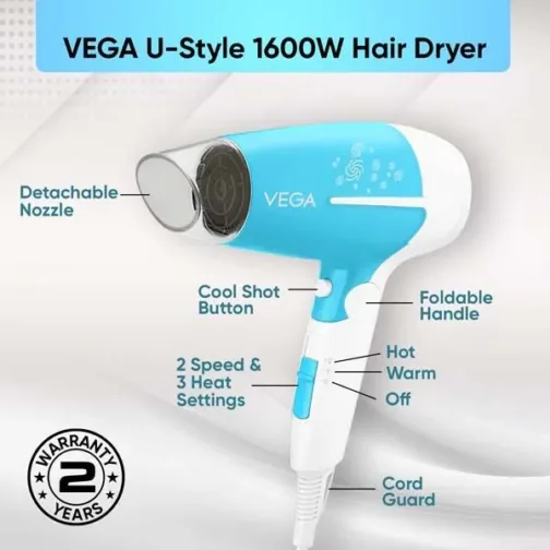 U-Style 1600 Watts Hair Dryer - VHDH-32 - Image 2