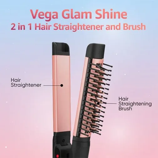 Vega Glam Shine 2 In 1 Hair Straightener & Brush-VHSSB-01 - Image 9