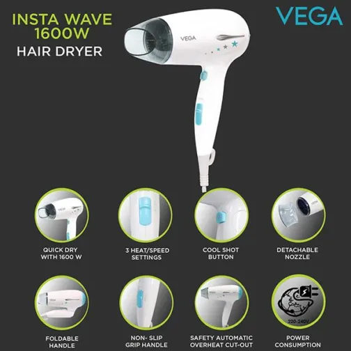 Vega Insta Wave 1600 Watts Hair Dryer - VHDH-22 - Image 3