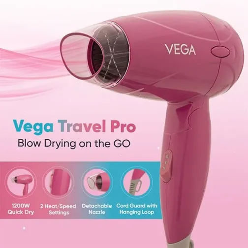 Vega Travel-Pro 1200 Watts Hair Dryer-VHDH-33 - Image 7