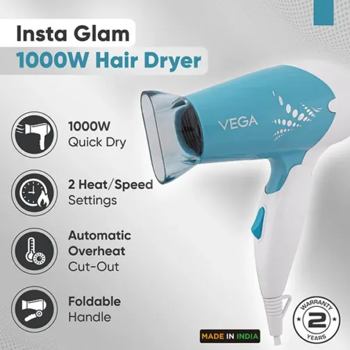 Vega Insta Glam 1000 Watts Hair Dryer - VHDH-29 - Image 2